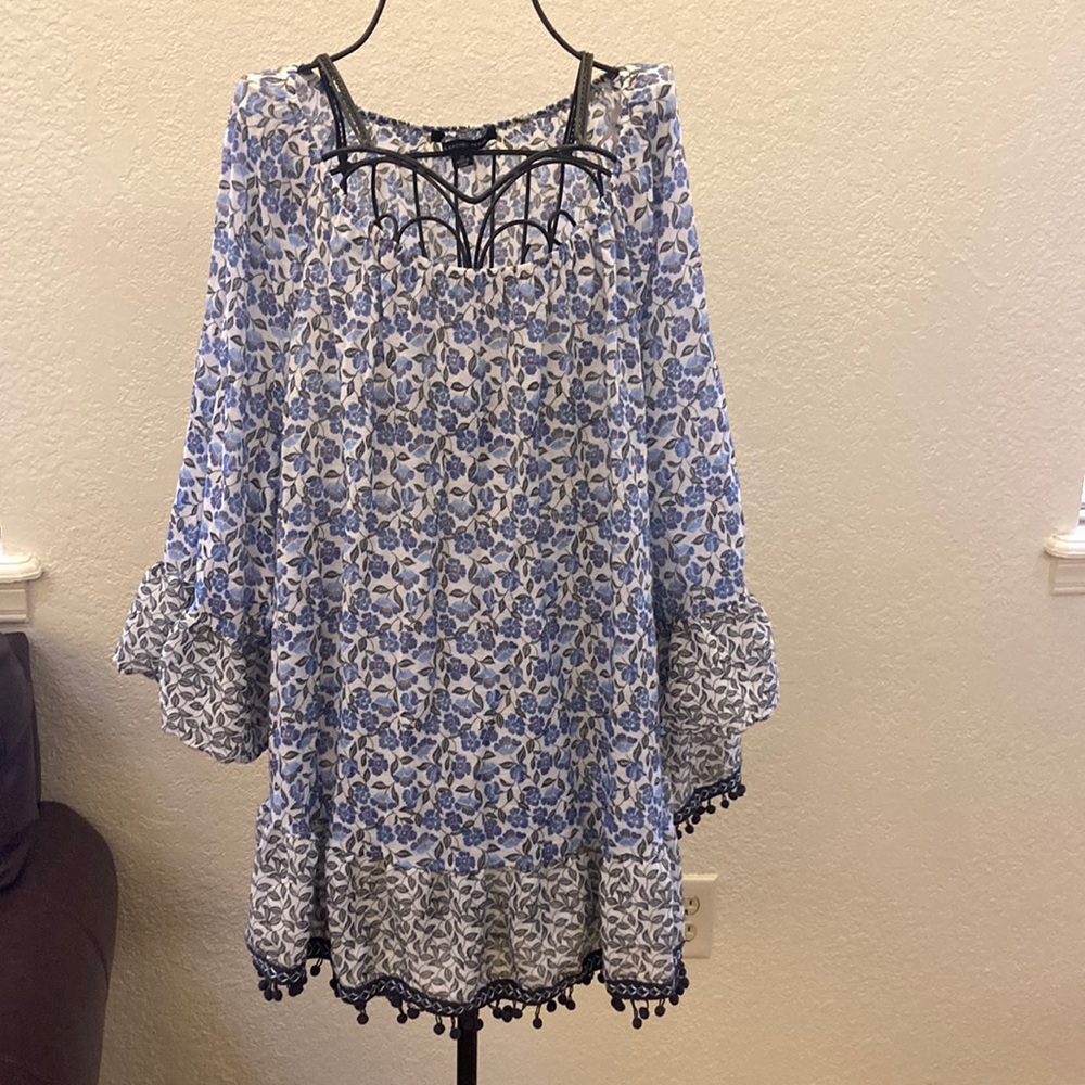 Zac & Rachel Petites size 2X boho style bell sleeve floral top tunic length